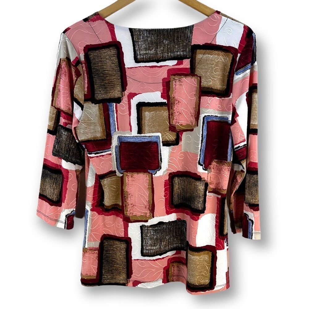 Jm Collection Abstract Print Tunic Size M - image 2